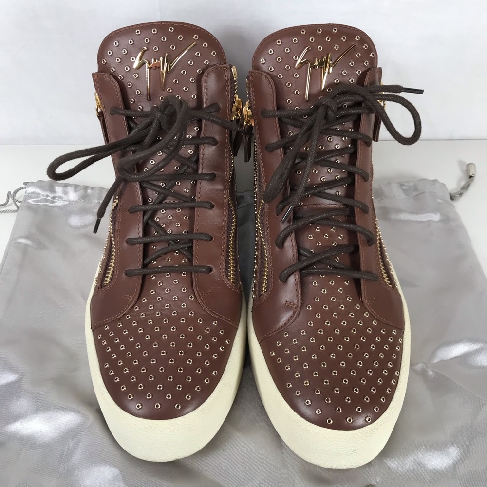 NEW Giuseppe Zanotti Brown Eyelet Sneaker Shoes Size EU 45= 12 (US) - Picture 2 of 12